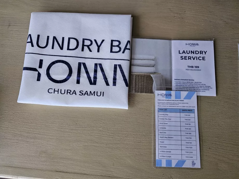 Vaskepose og prisliste