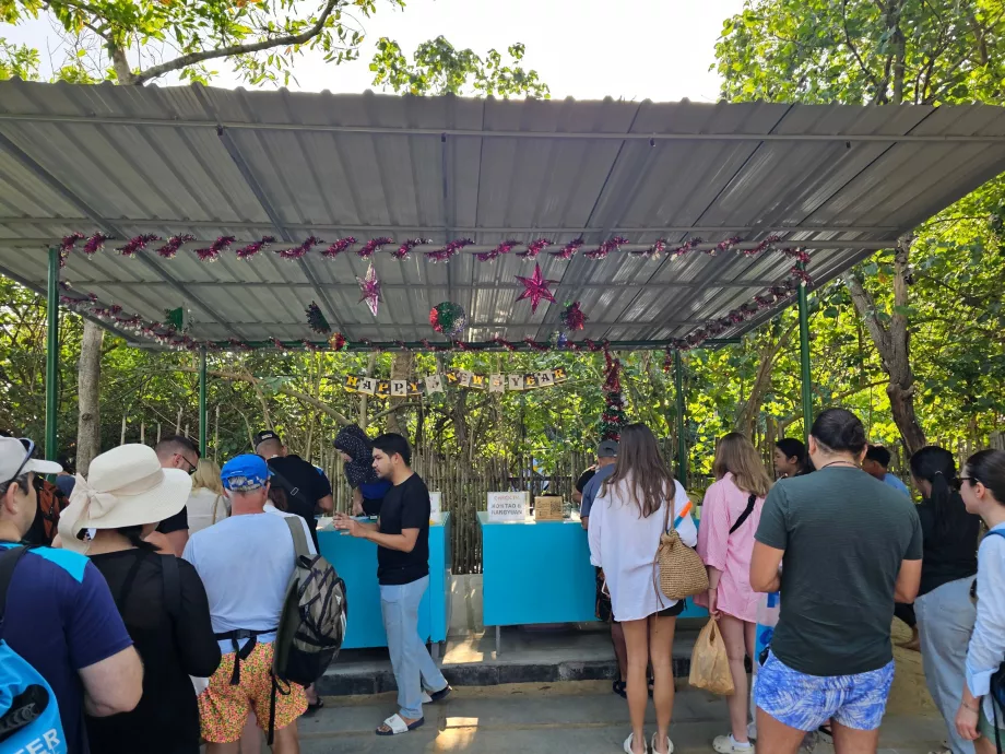 Innsjekking før avreise ved kaien (og betaling av inngangsbilletten til nasjonalparken)