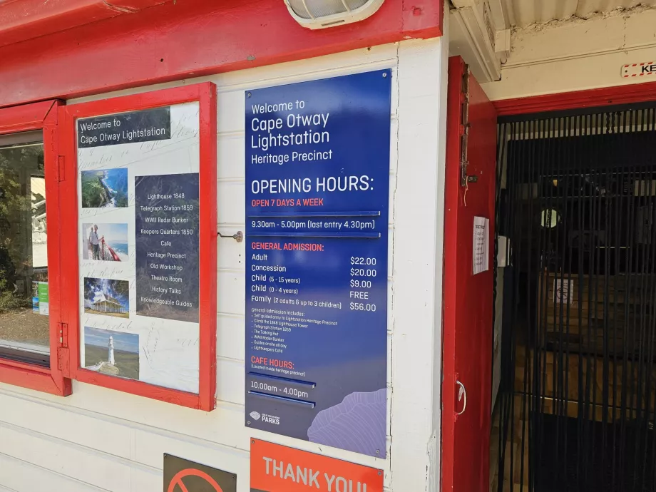 Cape Otway Lighthouse inngangspriser