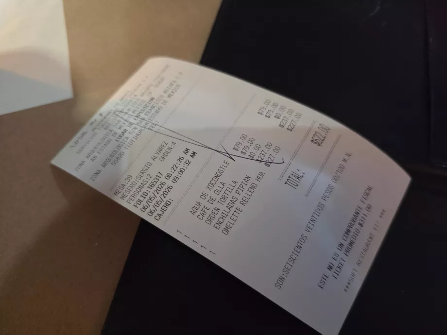 Konto for restauranten La Gruta