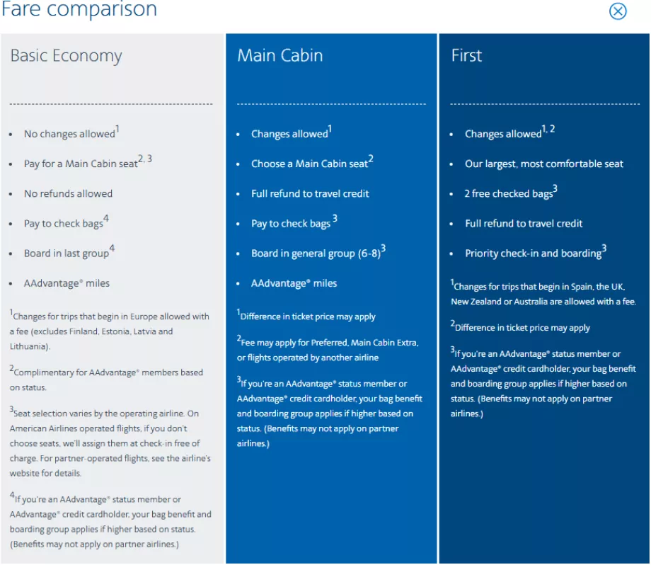 American Airlines innenlandspriser