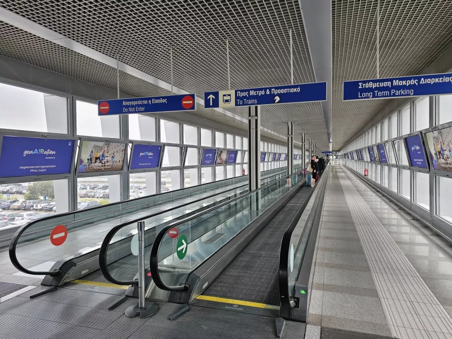 Veien til metroen og togene, Athen flyplass