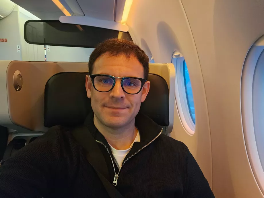 Jeg i Swiss Premium Economy