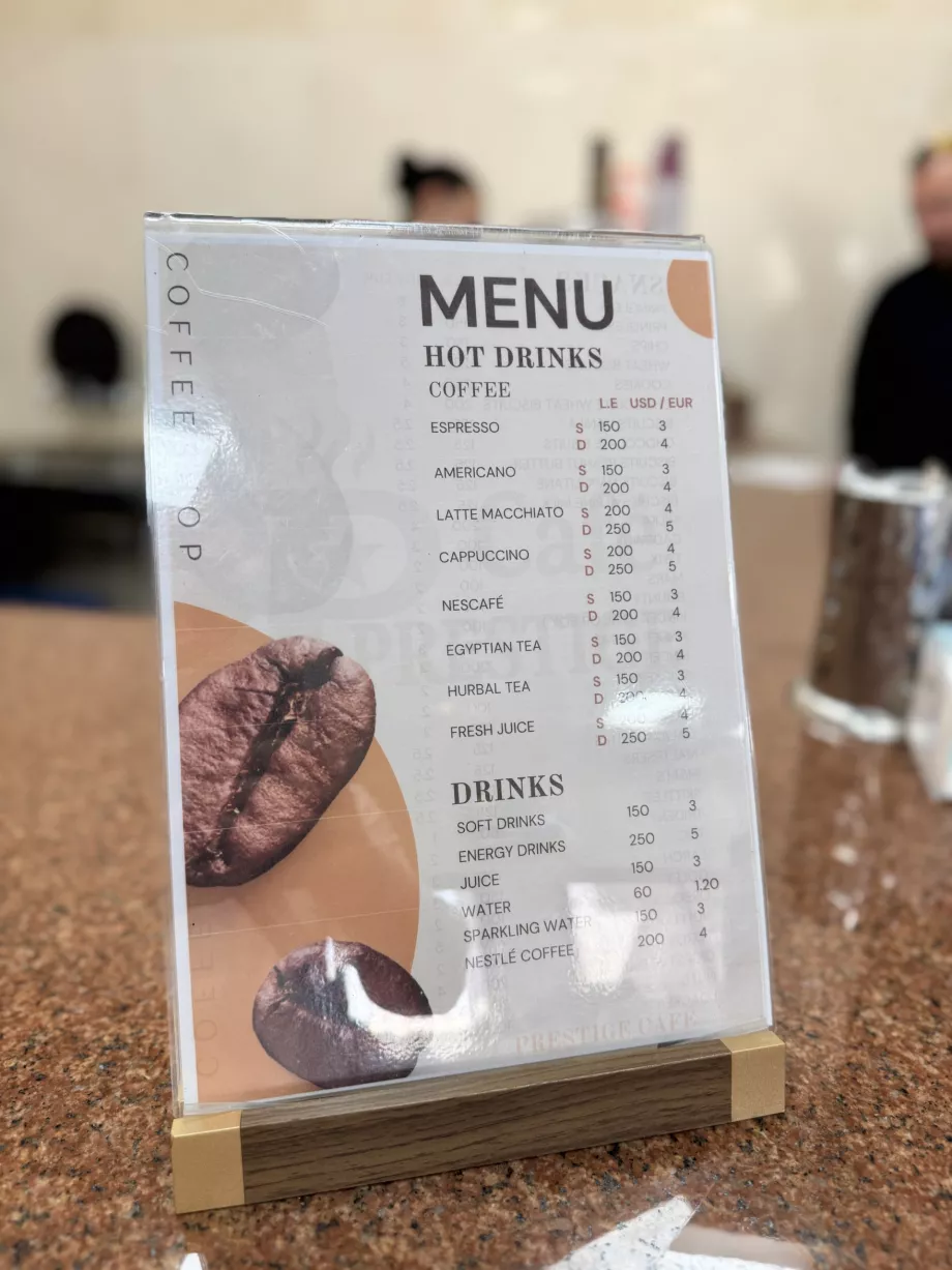 Priser på kaffe og drikke