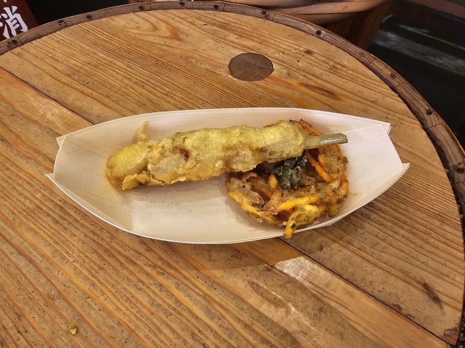 Min tempura på Nishiki Market