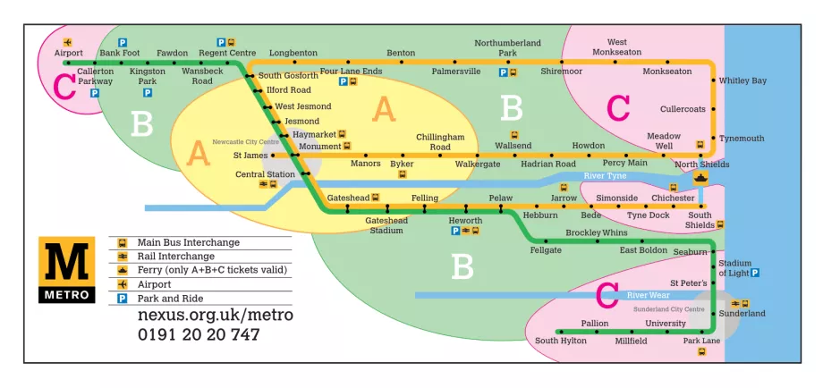 Kart over metrosoner