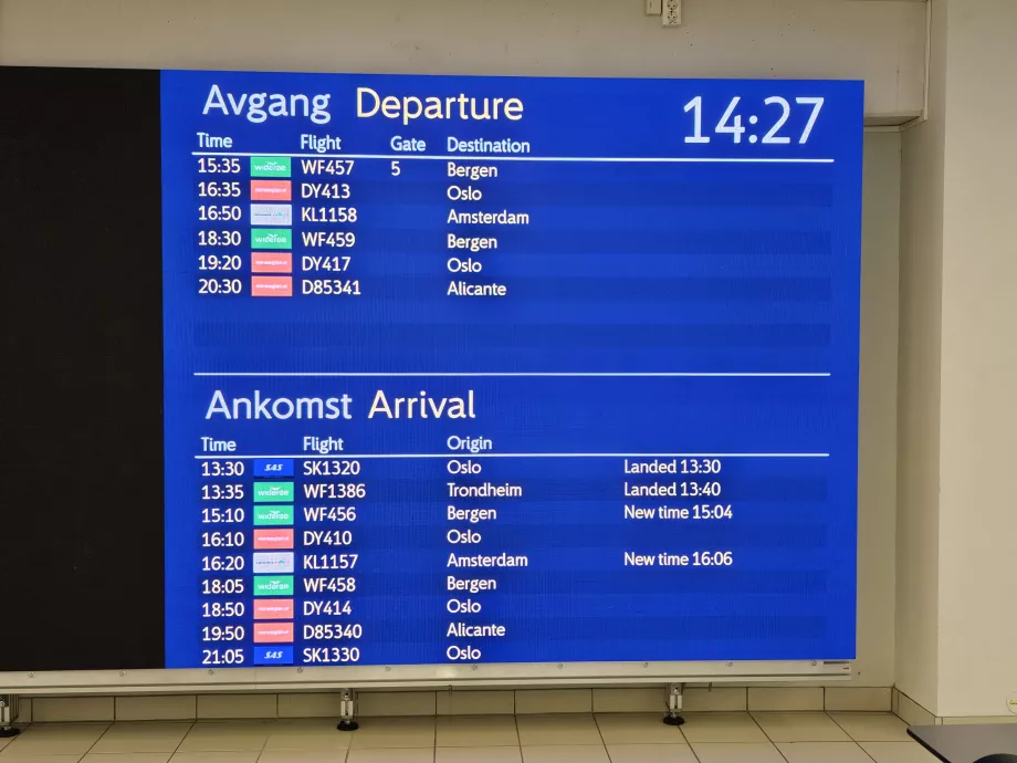 Avganger og ankomster