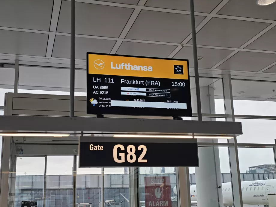 Ombordstigning på flyet til Frankfurt