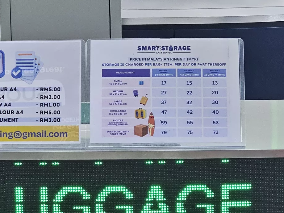 Priser for bagasjeoppbevaring