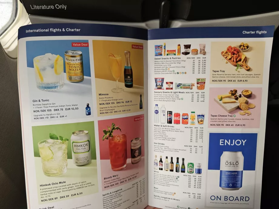 Meny om bord på Norwegian
