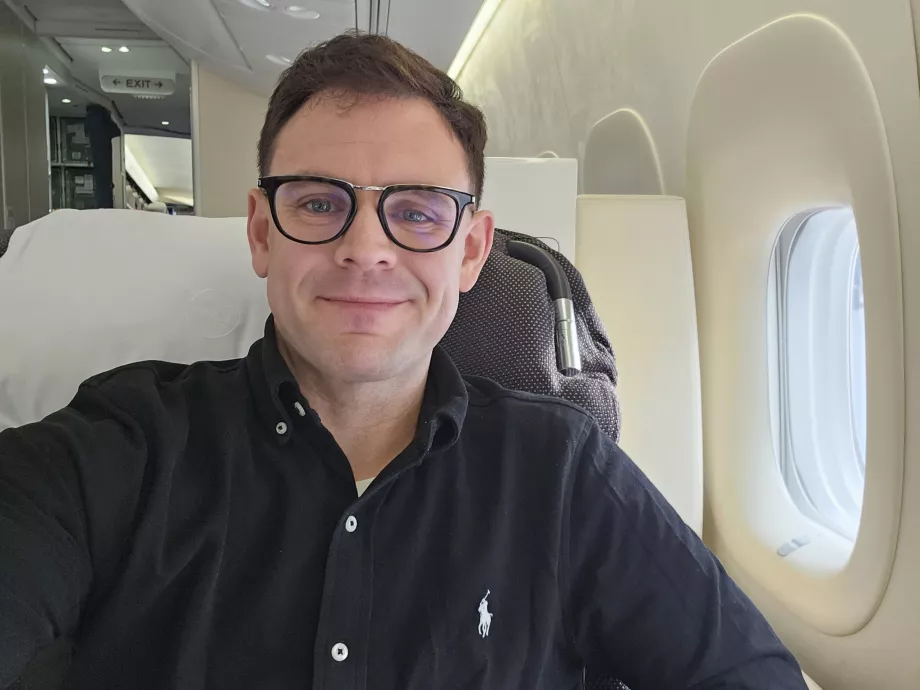 Jeg på første klasse Lufthansa