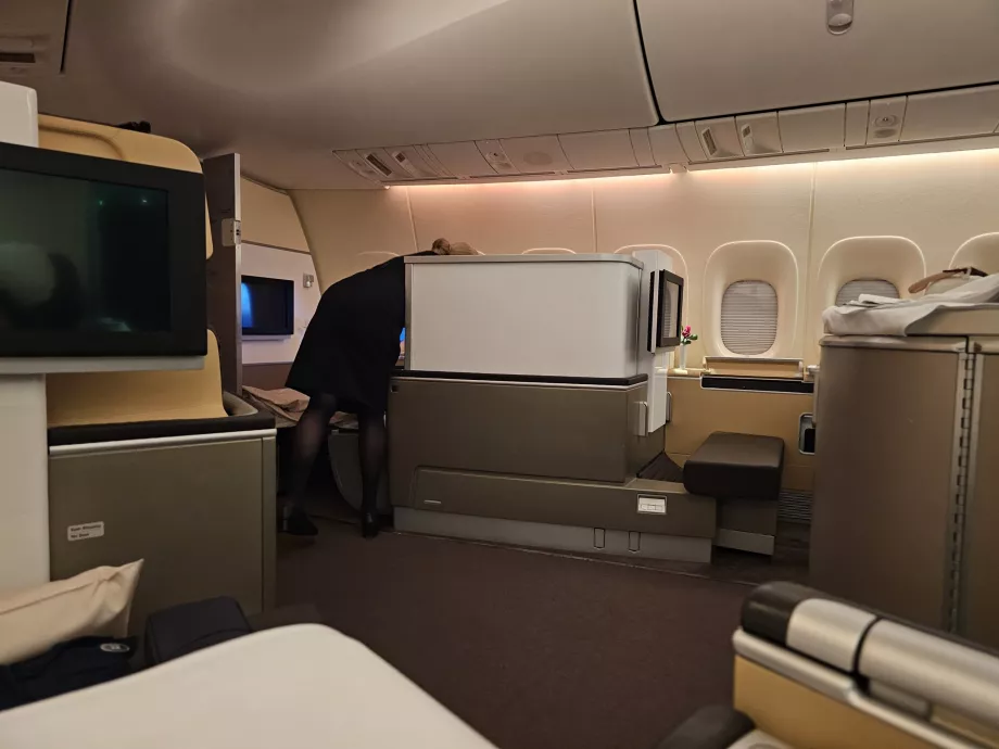Førsteklasses kabin sett fra sete 2A