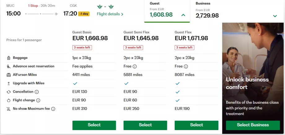 Tariffer på økonomiklasse