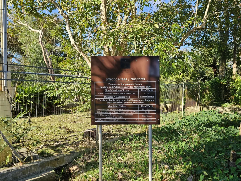 Botanisk hage prisliste