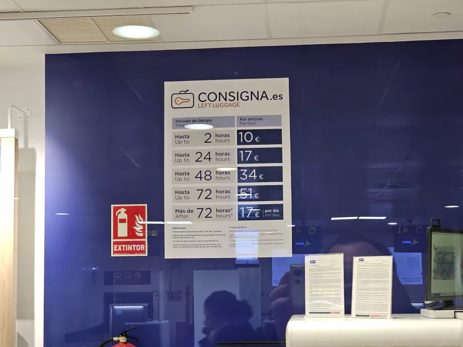 Prisliste for bagasjeoppbevaring