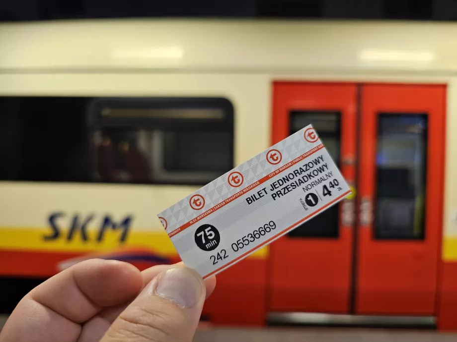 Billett til Skm-tog, T-banen, trikker og busser (må stemples i valideringsmaskinen)