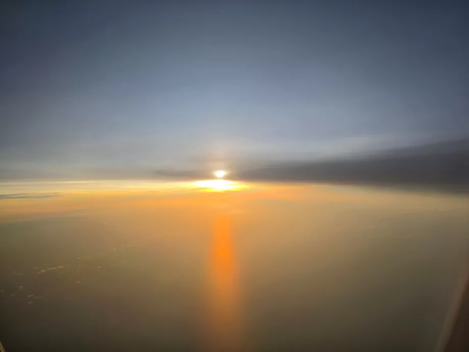 Solnedgang før landing i Mexico