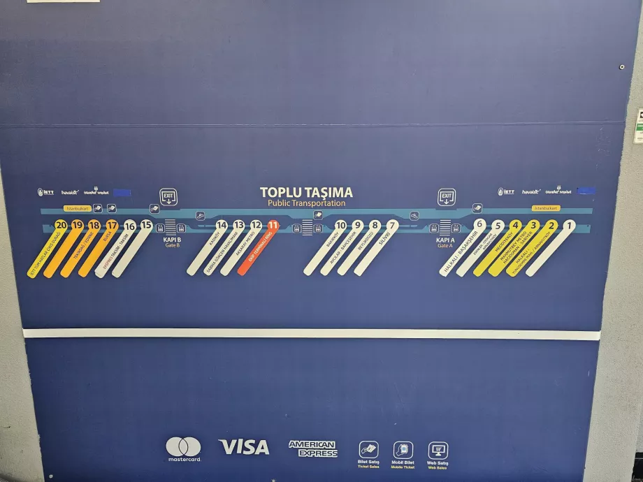 Tidsplan for bussholdeplasser på flyplassen