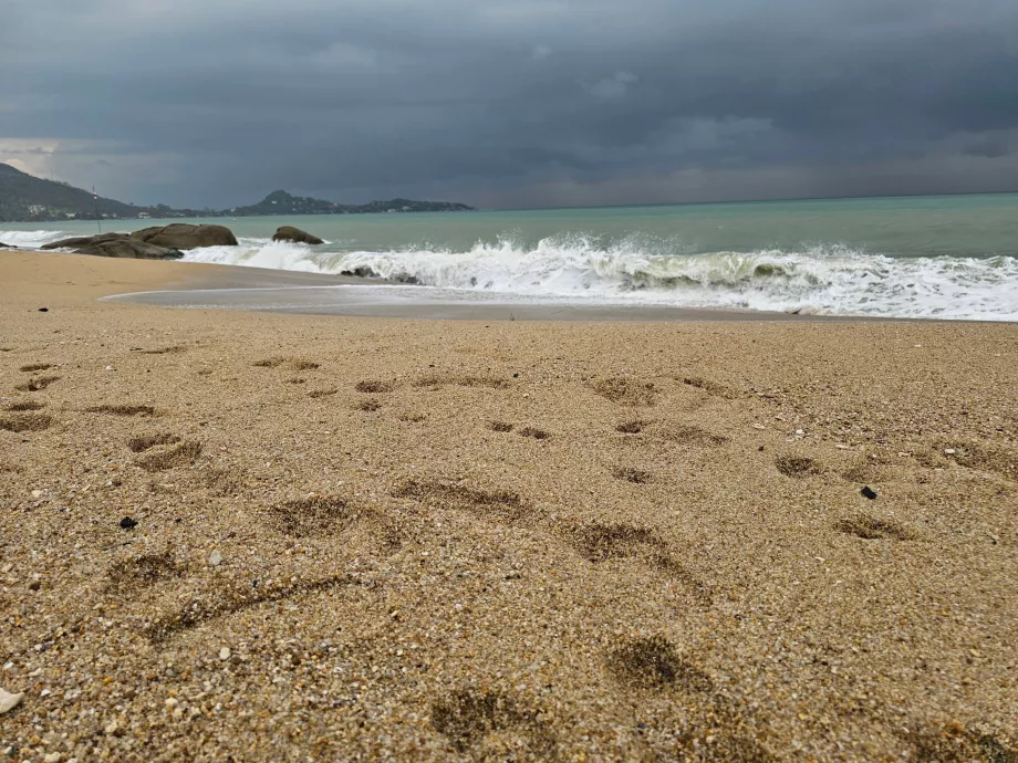 Grovere sand på den sørlige delen av Lamai Beach
