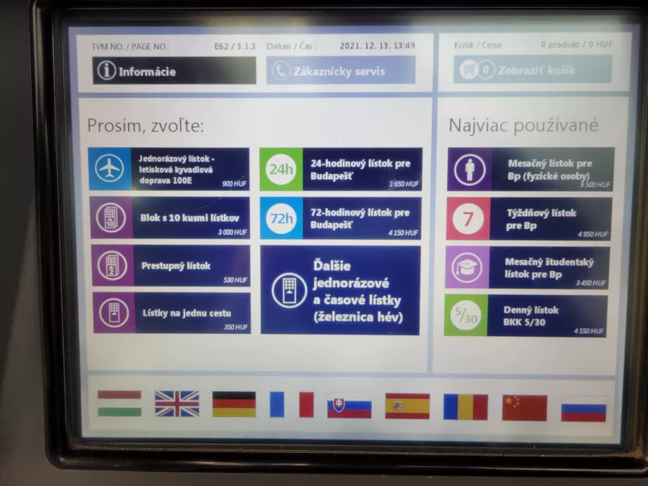 Billettutvalg på slovakisk