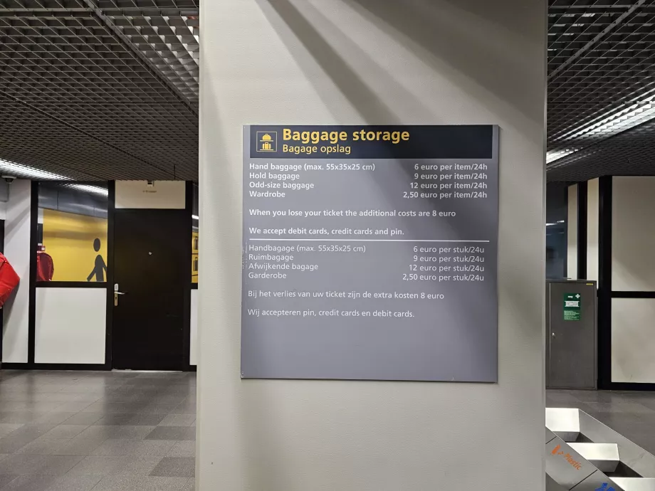 Prisliste for bagasjeoppbevaring