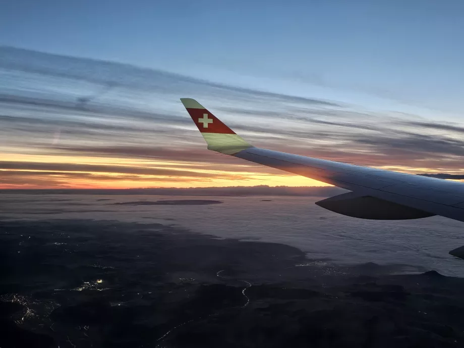 Vinge under flyreisen Praha - Zürich