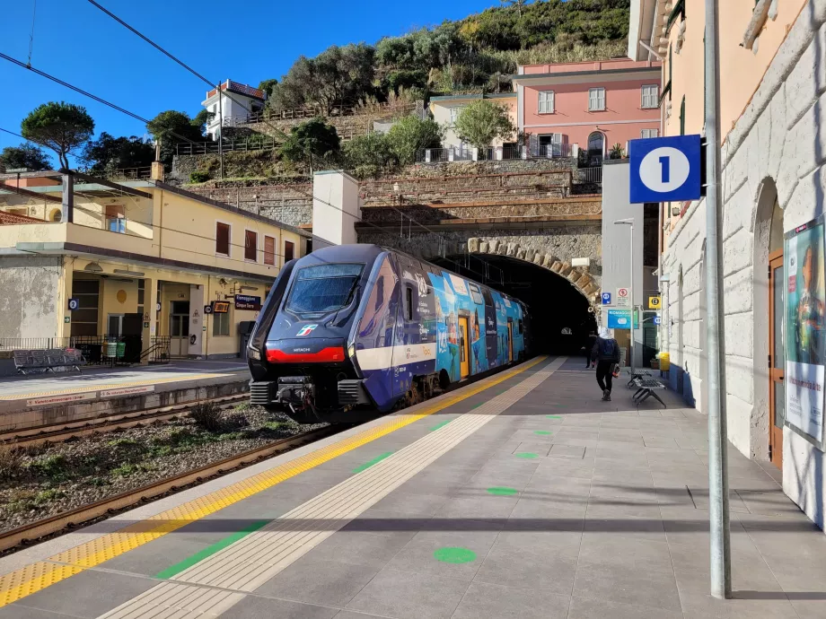 Tog som ankommer fra Sestri Levante