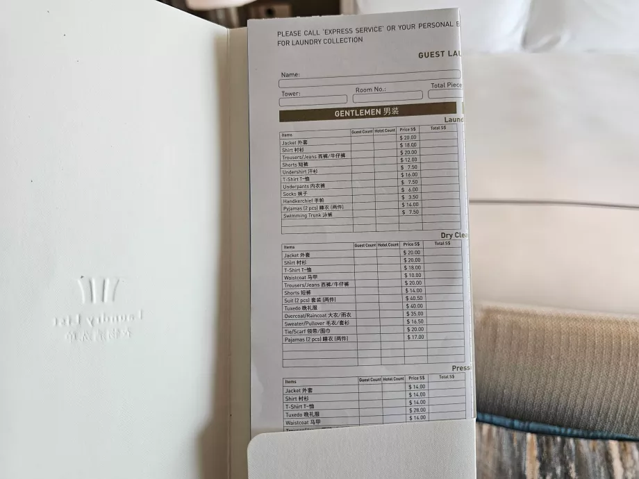 Prisliste for klesvask