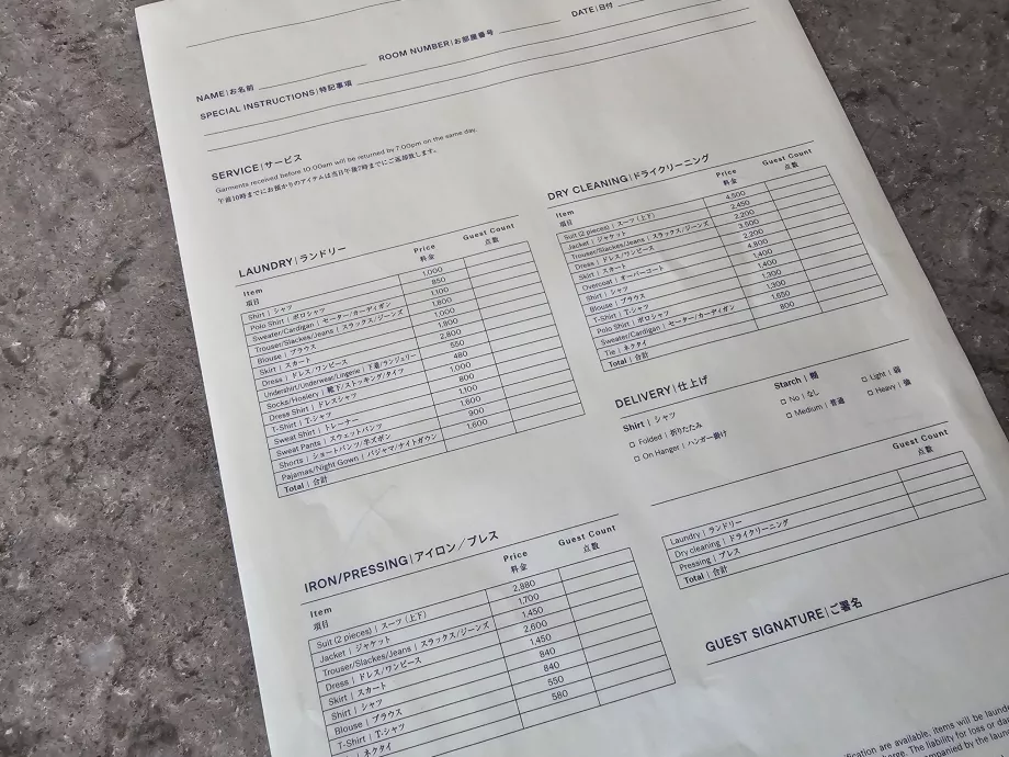 Priser for vaskeritjenester