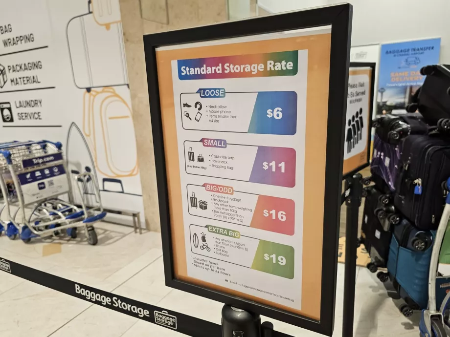 Prisliste for bagasjeoppbevaring