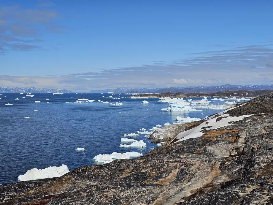 Isflak nær Ilulissat, utsikt fra den gule stien