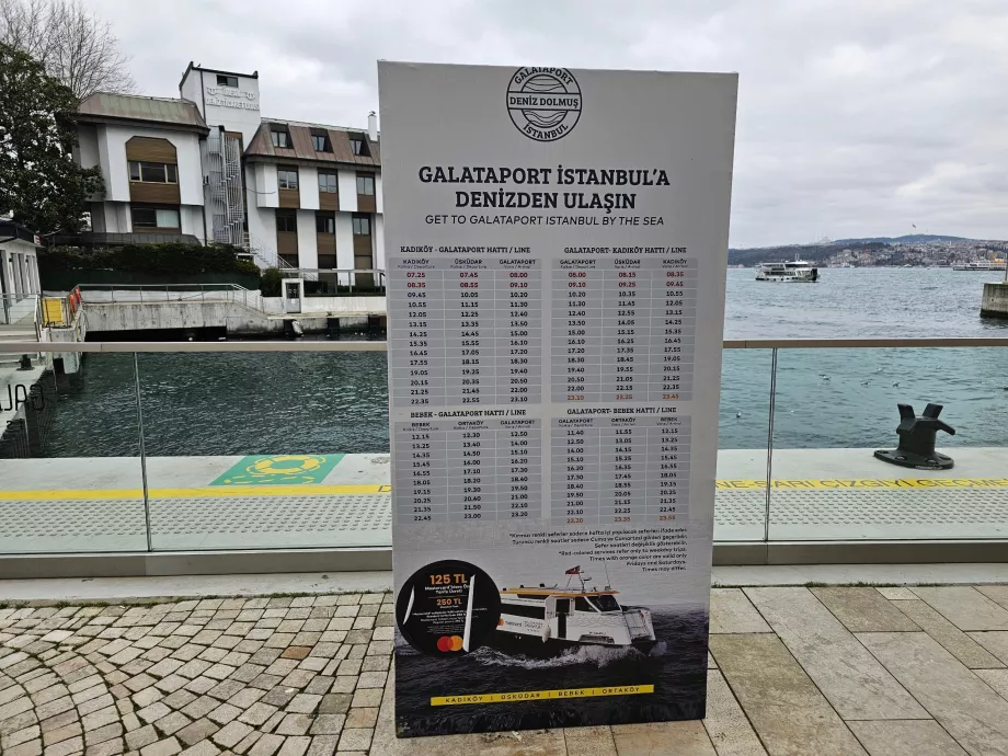 Rutetabell for turistcruise på Bosporos