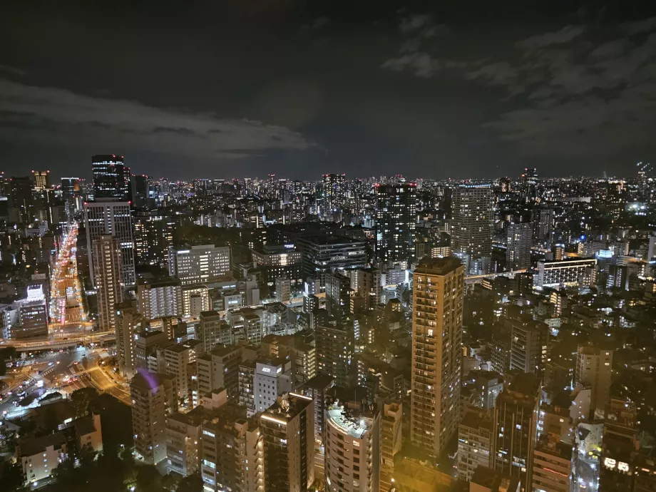 Utsikt fra hovedobservasjonsdekket om natten