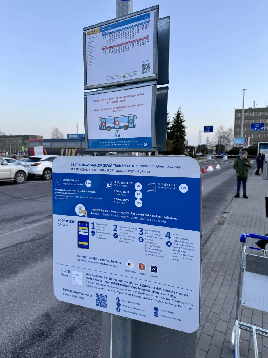 Rutetabell og appguide på Riga RIX-stasjonen