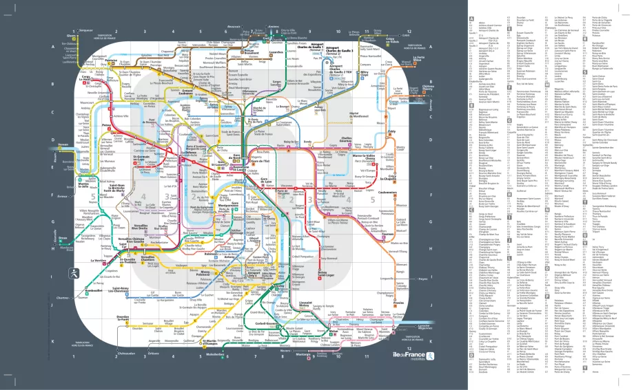 Kart over soner i og rundt Paris