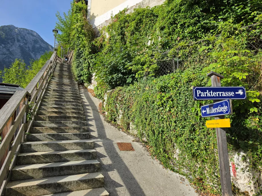 Trapper: starten på stien opp til Salzberg