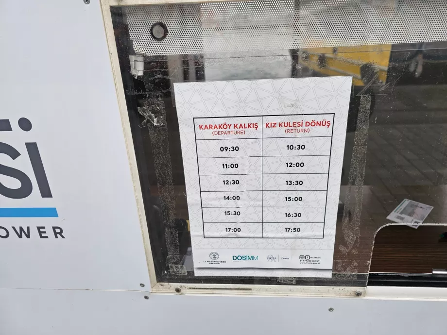 Rutetabell for båt til Jomfrutårnet