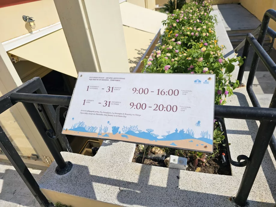 Åpningstider for akvariet