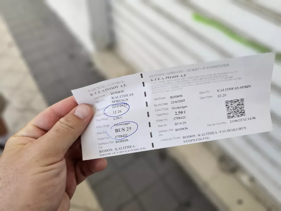 Billett, KTEL Rhodos