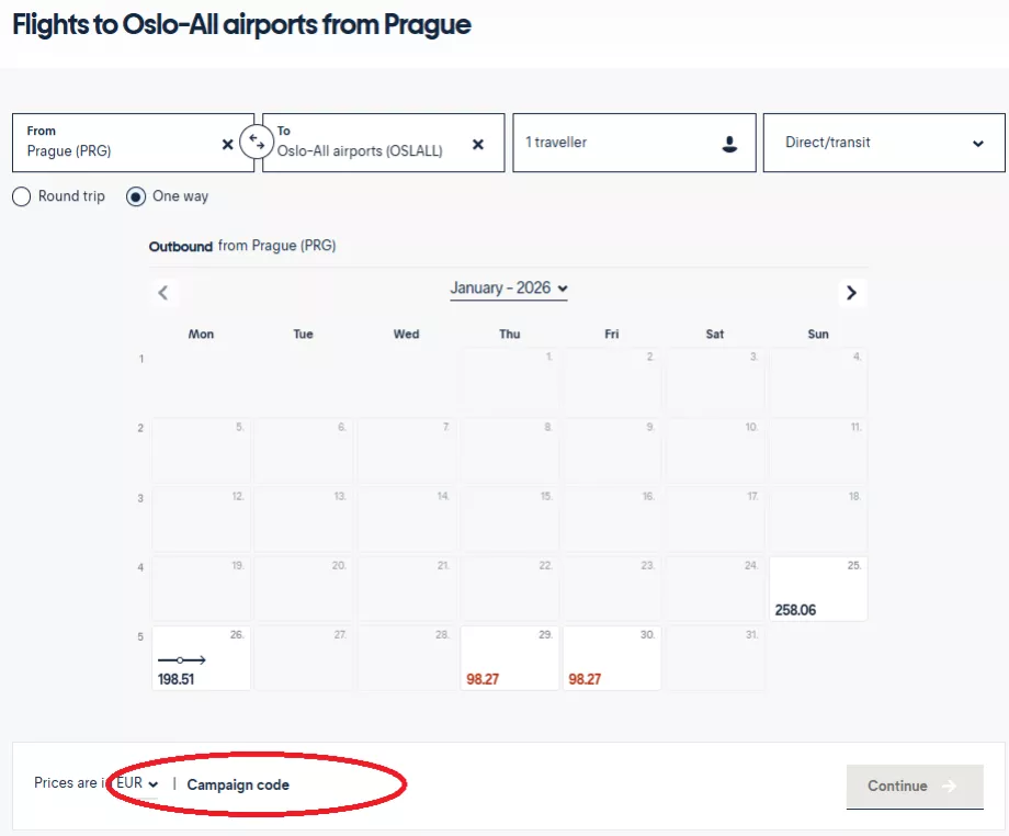 Felt for å legge inn kampanjekoden