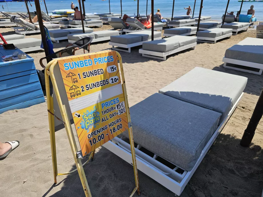 Priser på solsenger i Faliraki