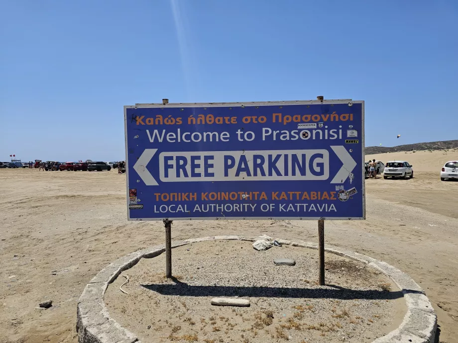 Gratis parkering - Prasonisi