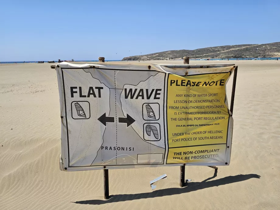 Informasjon om bølger på Prasonisi