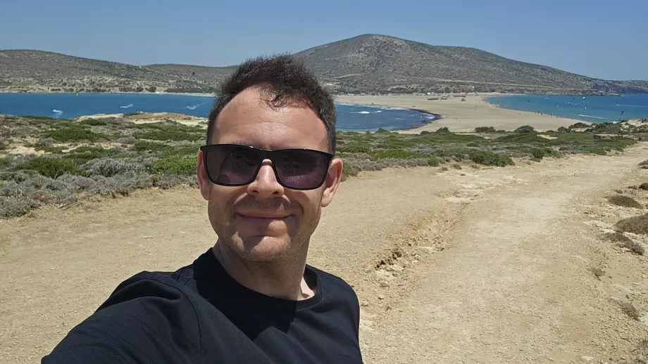 Christopher på Prasonisi-stranden