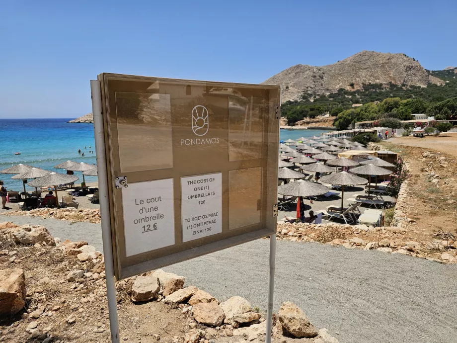 Priser på solsenger, Pondamos Beach