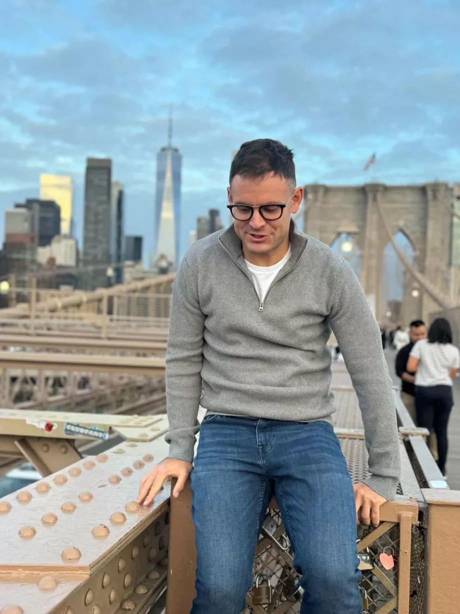 Jeg på Brooklyn Bridge