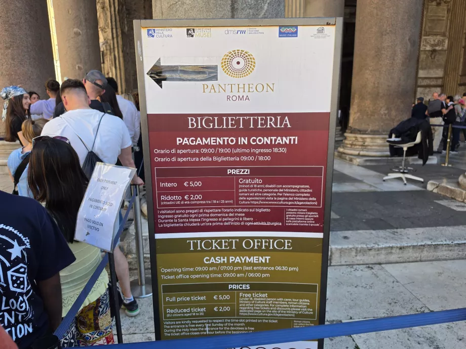 Pantheon, billettpriser