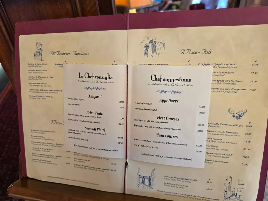 Hotellets restaurantmeny