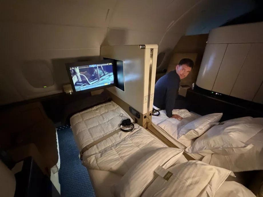 Meg på sengen i Etihad Airways’ førsteklasse