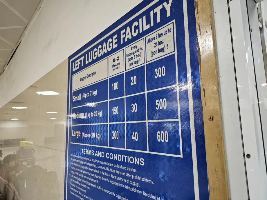 Prisliste for bagasjeoppbevaring